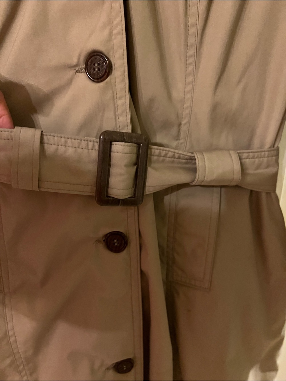 EDDIE BAUER Goose Down Long Trench Puff Jacket Removable Fox Fur Trim Size M-L - Picture 4 of 14